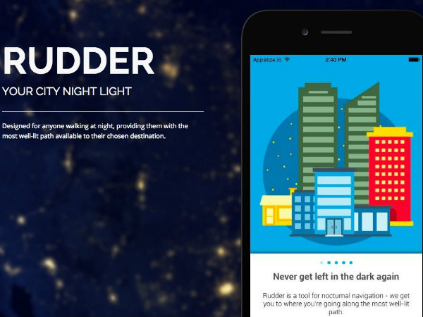 夜間歩行者のための経路検索アプリ「Rudder」