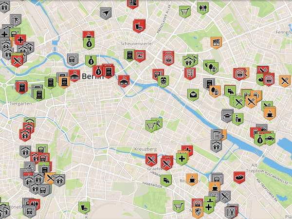 Wheelmapでマッピングされたベルリンのバリアフリースポット