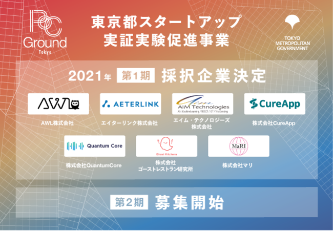 東京都主催、スタートアップ支援事業の第一期採択企業が決定！